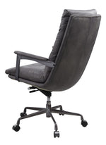 Crursa Gray Top Grain Leather Swivel Office Chair