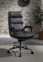 Crursa Gray Top Grain Leather Swivel Office Chair