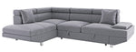 Cruz 2-Pc Gray Velvet LAF Sectional with Pull-Out Bed