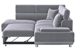 Cruz 2-Pc Gray Velvet LAF Sectional with Pull-Out Bed