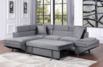 Cruz 2-Pc Gray Velvet LAF Sectional with Pull-Out Bed