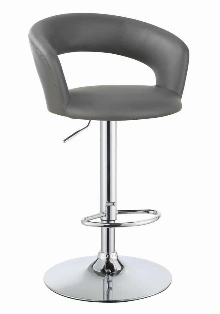 Clodagh Grey Leatherette/Chrome Metal Adjustable Bar Stool