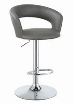 Clodagh Grey Leatherette/Chrome Metal Adjustable Bar Stool