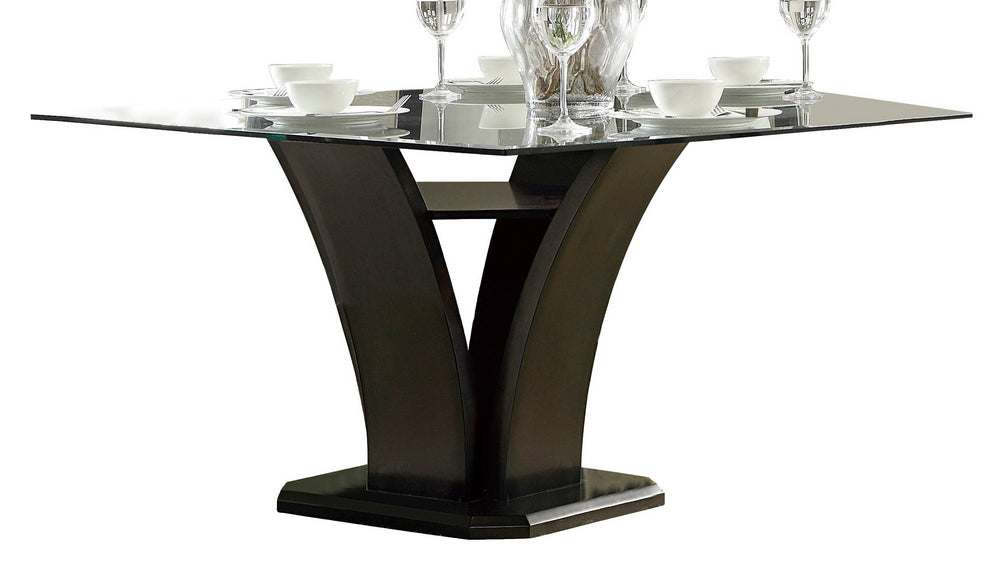 Daisy Glass/Espresso Wood Square Dining Table