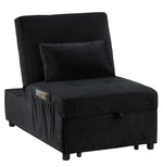 Dakota Black Velvet Convertible Chair