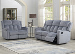 Dale 2-Pc Grey Soft Fabric Manual Recliner Sofa Set