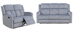 Dale 2-Pc Grey Soft Fabric Manual Recliner Sofa Set