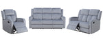 Dale 3-Pc Grey Soft Fabric Manual Recliner Sofa Set