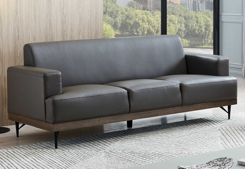 Dalila Transitional Dark Grey Faux Leather Sofa