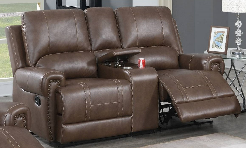 Dalitso Brown Gel Leatherette Manual Recliner Loveseat