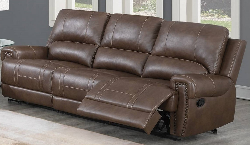 Dalitso Brown Gel Leatherette Power Recliner Sofa