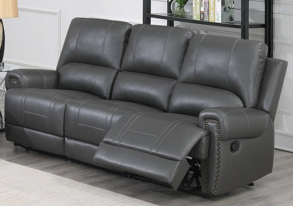 Dalitso Grey Gel Leatherette Manual Recliner Sofa