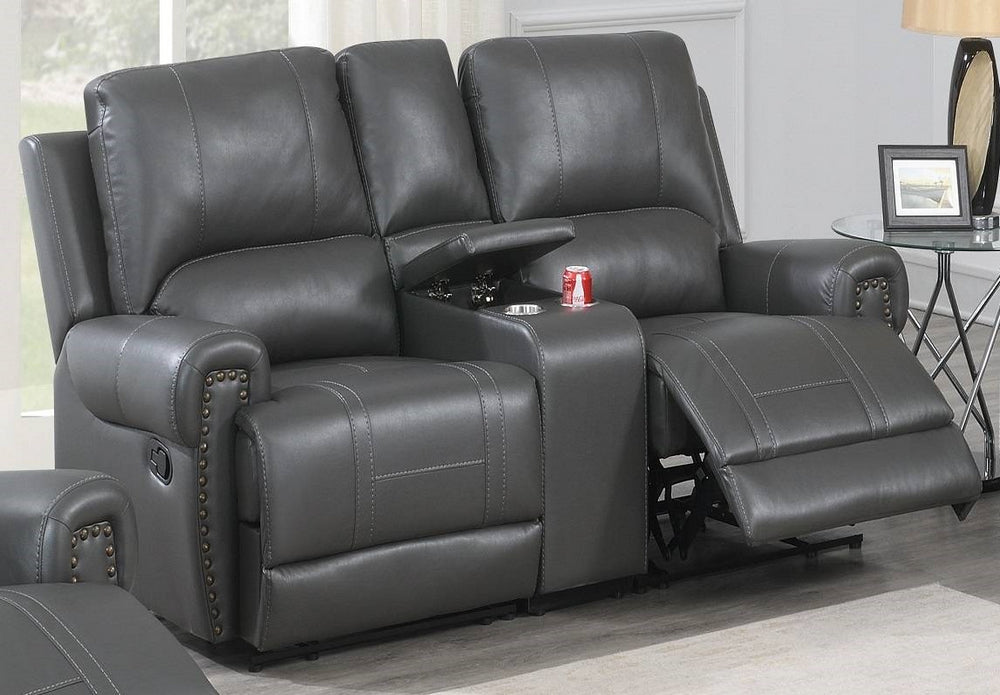 Dalitso Grey Gel Leatherette Power Recliner Loveseat