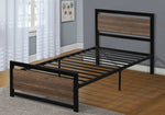 Damon Grayish Brown Wood/Black Metal Twin Platform Bed