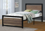 Damon Grayish Brown Wood/Black Metal Twin Platform Bed