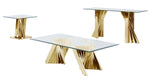 Dani 3-Pc Gold Metal/Clear Glass Table Set