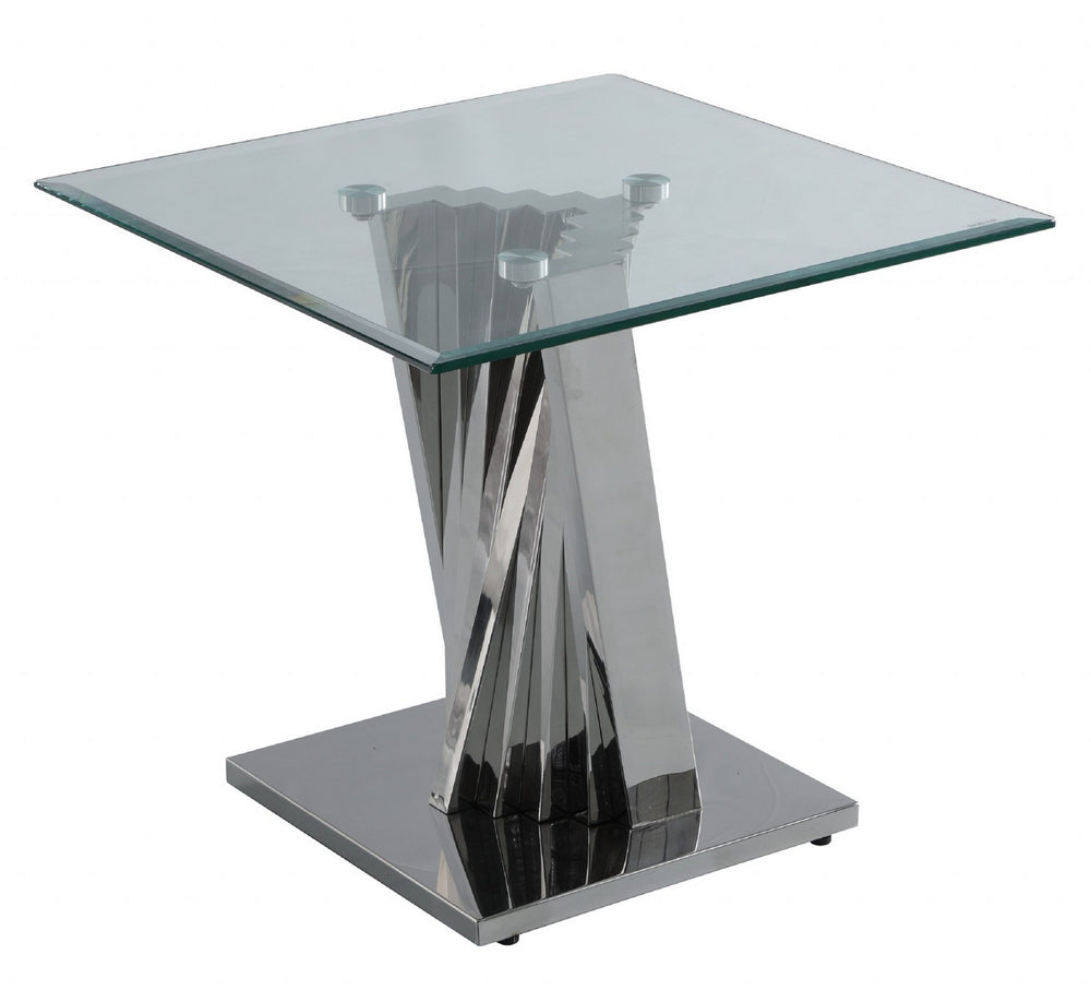 Dani Clear Glass/Silver Metal End Table