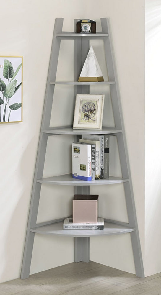 Darlene Grey Wood 5-Tier Corner Rack