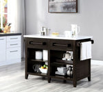 Darwid Espresso Wood/Artificial Marble Kitchen Island