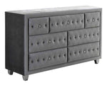 Deanna 5-Pc Grey Velvet Cal King Bedroom Set (Oversized)