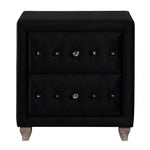 Deanna Black Velvet 2-Drawer Nightstand