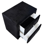 Deanna Black Velvet 2-Drawer Nightstand