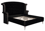 Deanna Black Velvet Cal King Platform Bed (Oversized)