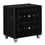 Deanna Black Velvet 2-Drawer Nightstand