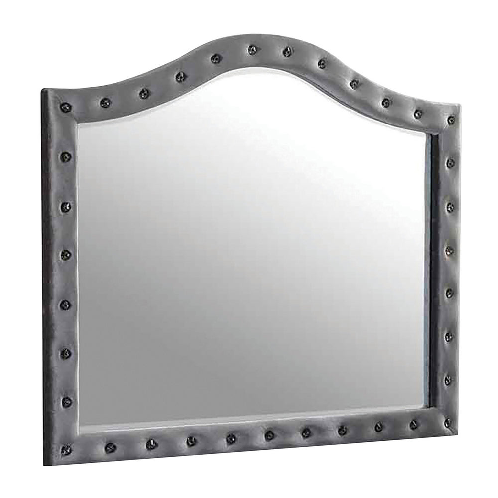 Deanna Grey Velvet Frame Dresser Mirror