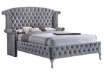 Deanna Grey Velvet Queen Platform Bed