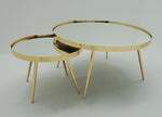 Delaney 2-Pc Gold Finish Metal Round Nesting Table Set