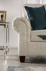 Delgada Beige Chenille Loveseat w/ Rolled Arms