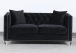 Delilah Glam Black Velvet Loveseat