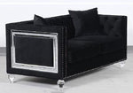 Delilah Glam Black Velvet Loveseat