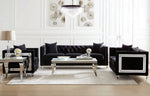 Delilah Glam Black Velvet Loveseat