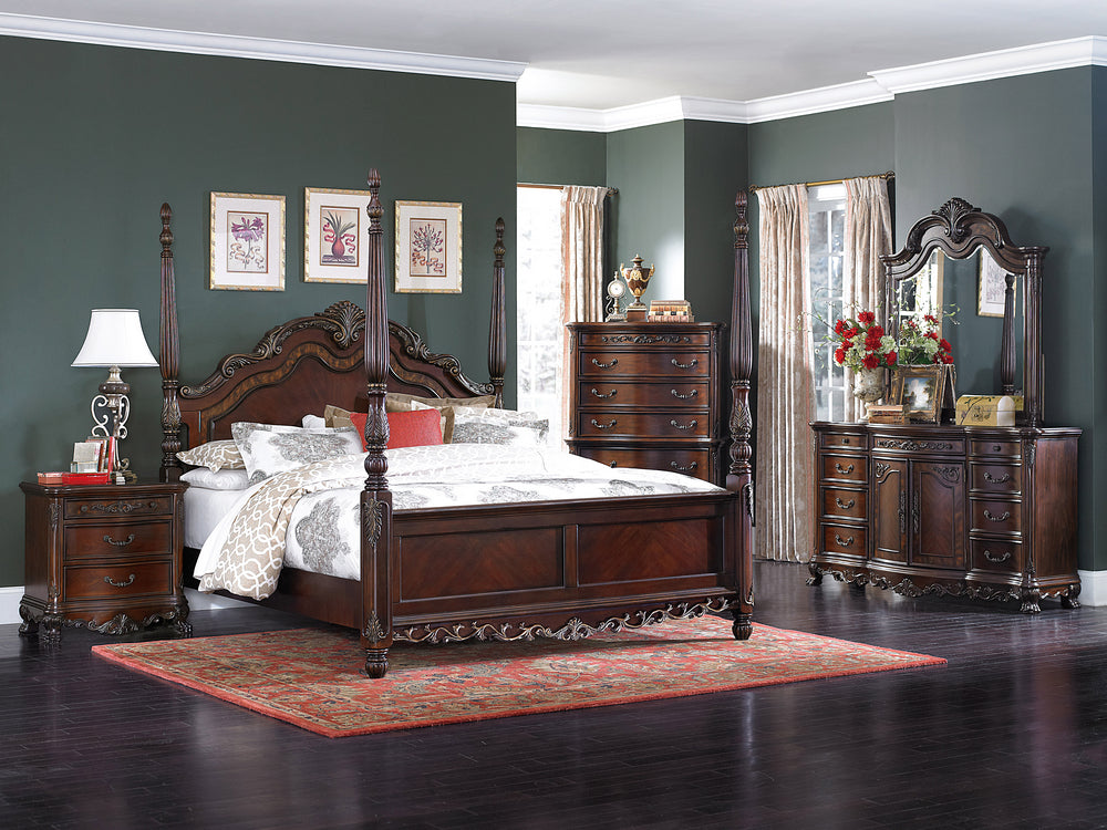 Deryn Park 5-Pc Cherry Wood Cal King Poster Bedroom Set