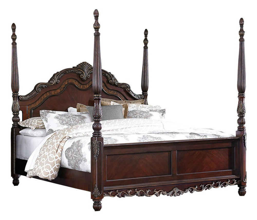 Deryn Park Cherry Wood Cal King Poster Bed