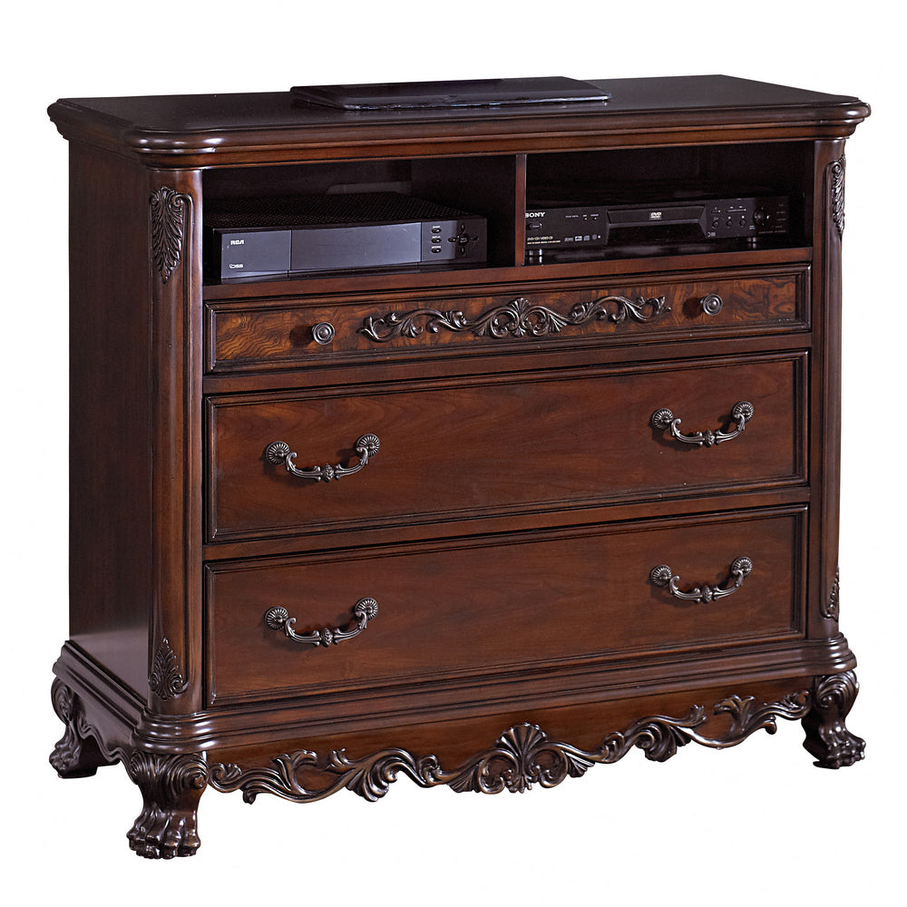 Deryn Park Cherry Wood 3-Drawer TV Chest