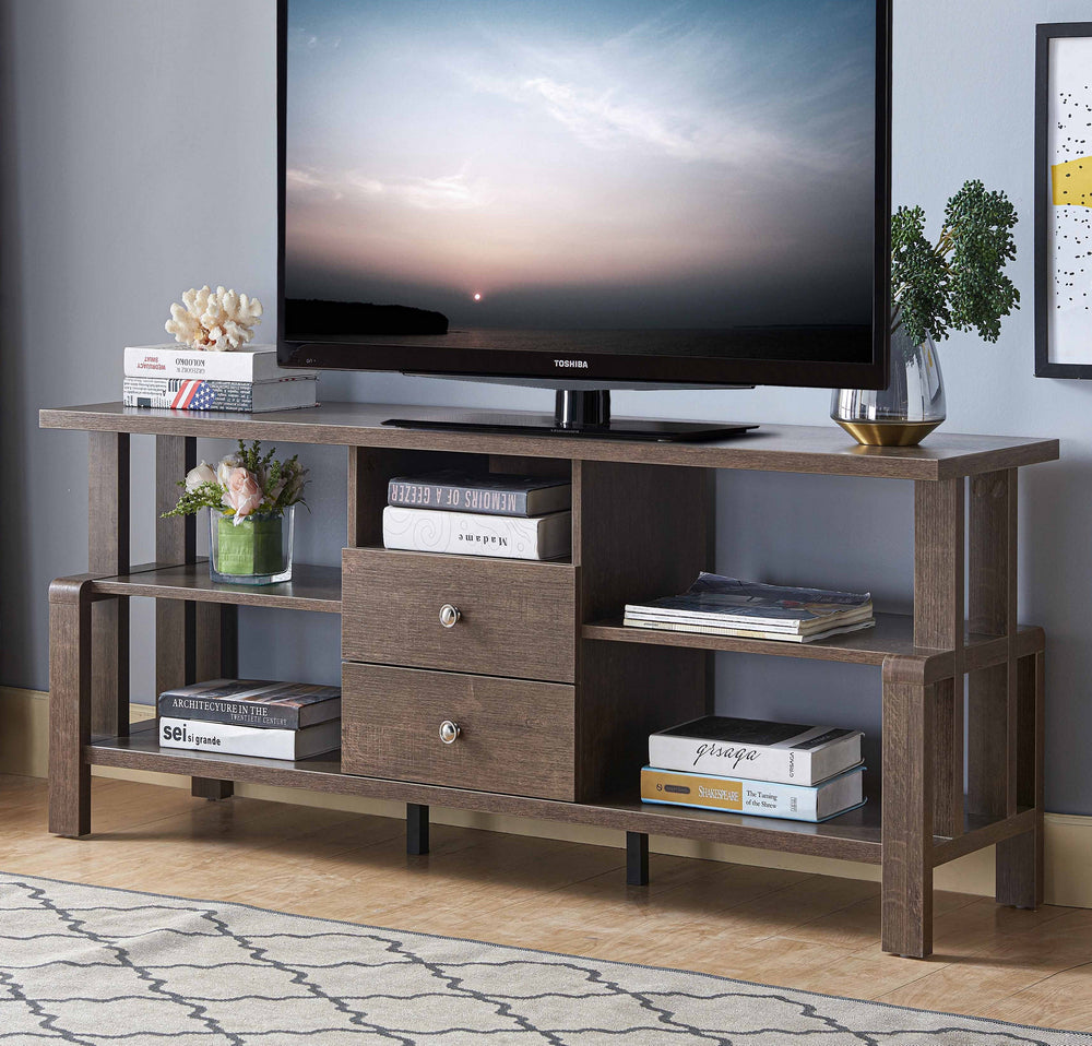 Desta Walnut Oak Wood Two Tier Display TV Stand