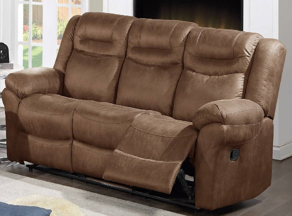 Dina Dark Brown Breathable Leatherette Power Recliner Sofa