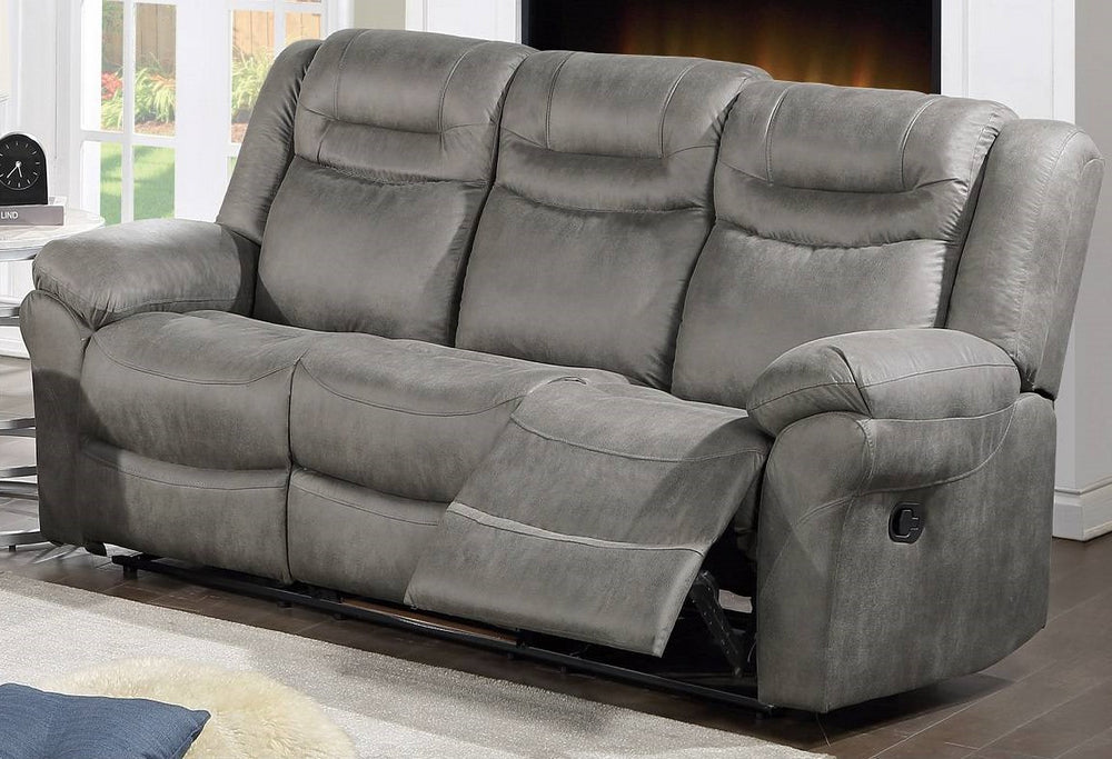 Dina Slate Gray Breathable Leatherette Manual Recliner Sofa