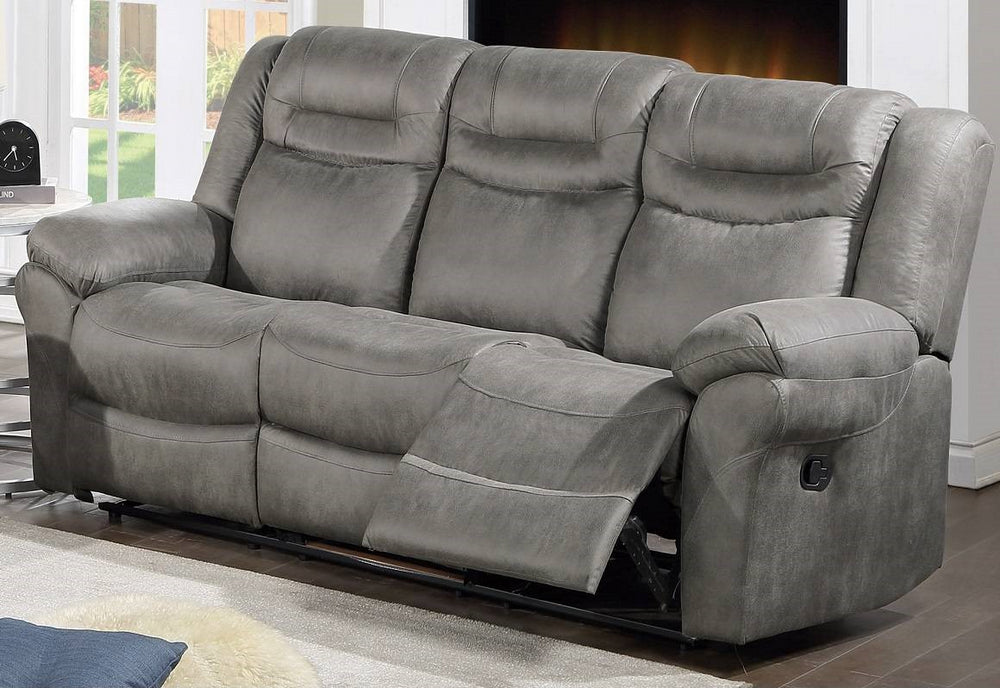 Dina Slate Gray Breathable Leatherette Power Recliner Sofa