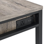 Disho Light Weathered Oak Wood/Black 2-Drawer Office Desk