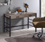 Disho Light Weathered Oak Wood/Black 2-Drawer Office Desk