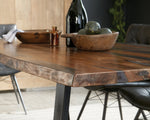 Ditman Grey Sheesham Wood/Matte Black Metal Dining Table