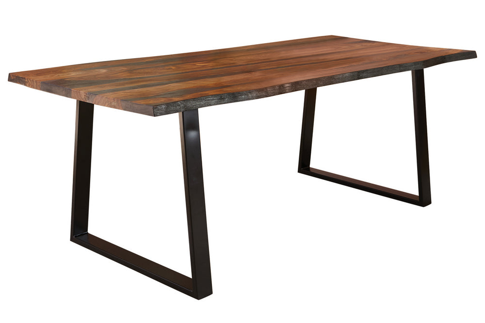 Ditman Grey Sheesham Wood/Matte Black Metal Dining Table