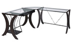 Monterey Clear Glass/Cappuccino Wood L-Shape Computer Desk