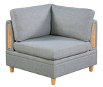 Divya Light Grey Fabric Modular Sectional with Ottoman