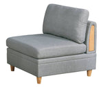 Divya Light Grey Fabric Modular Sectional with Ottoman