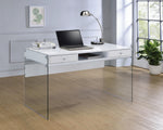 Dobrev Contemporary White High Gloss Wood Office Desk